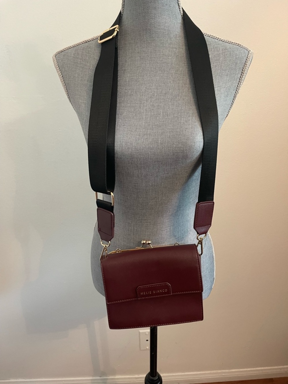Melie Bianco Wine Red Crossbody with Gold Hardware - Picture 3 of 15